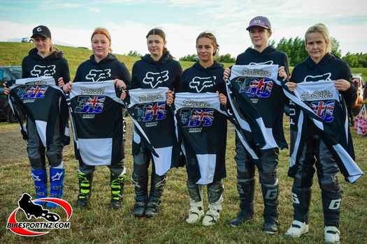 The New Zealand team (pictured from left), Opunake’s Taylar Rampton, Palmerston North’s Hannah Powell, Morrinsville’s Breanna Rodgers, Raetihi’s Karaitiana Horne and Rotorua duo Melissa Patterson and Letitia Alabaster, performed with distinction in the inaugural FIM Oceania Women's Cup competition, an integral part of the 2024 Honda New Zealand Motocross Grand Prix at Woodville in January. Photo by Andy McGechan, BikesportNZ.com