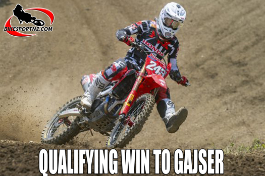 Slovenian Tim Gajser (Honda), with another qualifying race win under his wheels.
