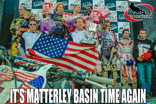 Can New Zealand colours fly again at Matterley Basin this weekend, just as they did here in 2006 with (at right) Josh Coppins, Cody Cooper and Ben Townley? Photo by Andy McGechan, BikesportNZ.com