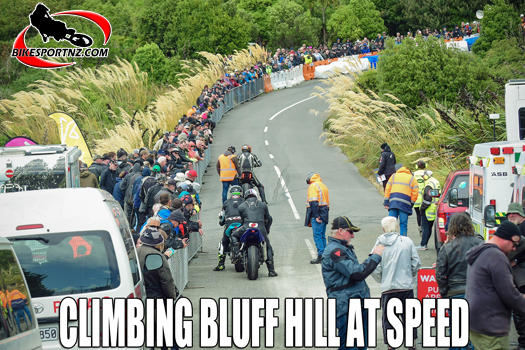 The Hill Climb segment of the 2024 Burt Munro Challenge week drew plenty of people to Bluff Hill on Thursday. Photo by Andy McGechan, BikesportNZ.com