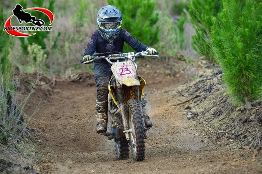 Hastings rider Duke Shanley (Suzuki DRZ125), overall winner of the mini grade (7-11 trail bike class) in this season’s Forestland Cross-country Series near Tokoroa and Taupo. Shanley finished 1-1-1 over the three rounds. Photo by Andy McGechan, BikesportNZ.com